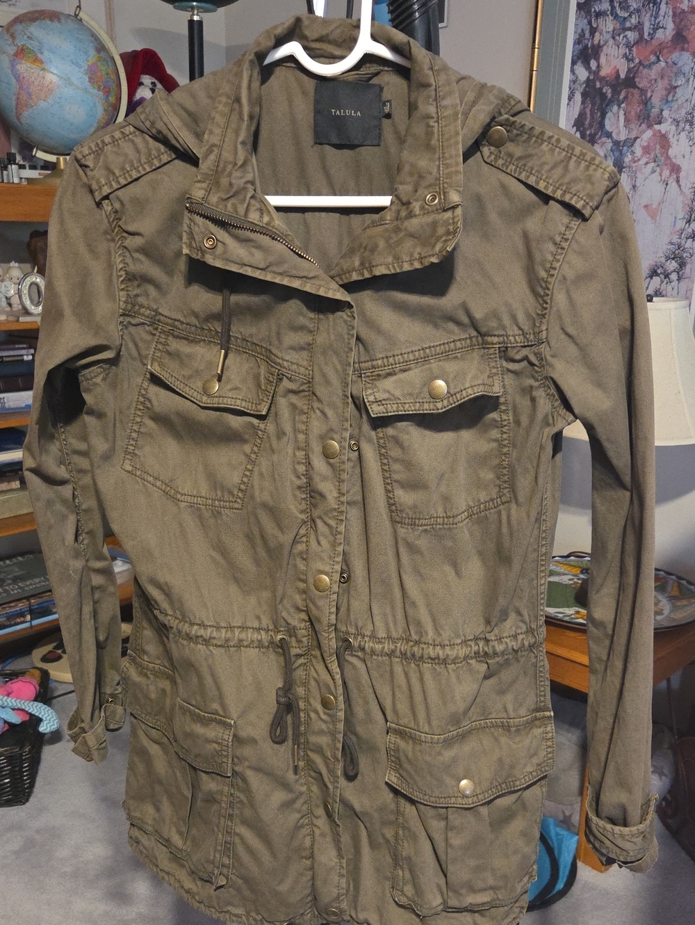 Talula Olive Green Utility Jacket with Drawstring Waist